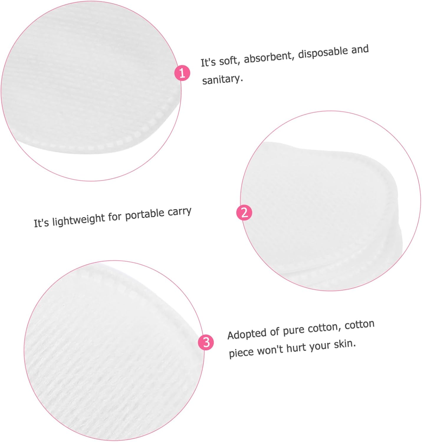 60pcs Round Makeup Remover Pads Soft Absorbent Cotton Facial Wipes for Makeup Removal and Skin Care for Home and Travel Use