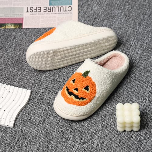 Gaolinci Pumpkin Lantern Cotton Slippers, Halloween Ghost Lantern Slippers4