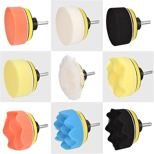 Miniatura 5 de 3 pulgadas 11 unidsset auto autoadhesivo pulir esponja cera rueda de lana disco de pulido almohadilla para pulidor automotriz taladro adaptador