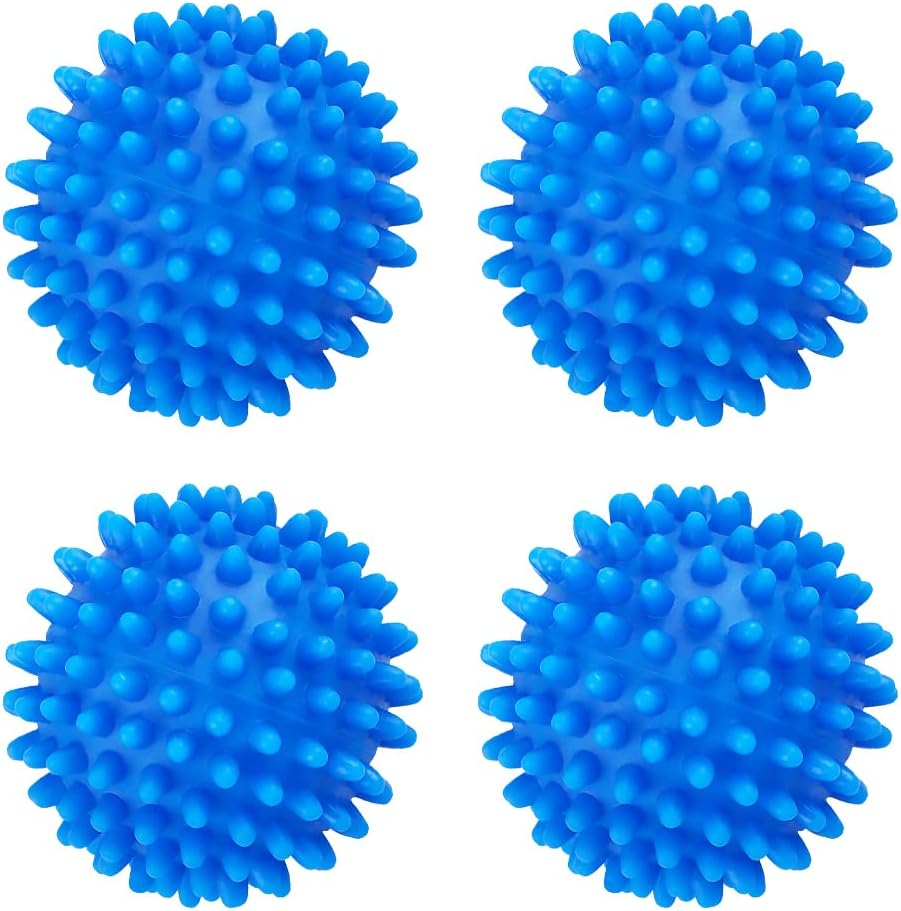 Set of 4 Reusable Dryer Ball to Replace Liquid Fabric Softener and Wool Dryer Sheets Reduce Drying Time, Alternative Drier Balls Laundry for 1000 Washing with Anti-Static PVC