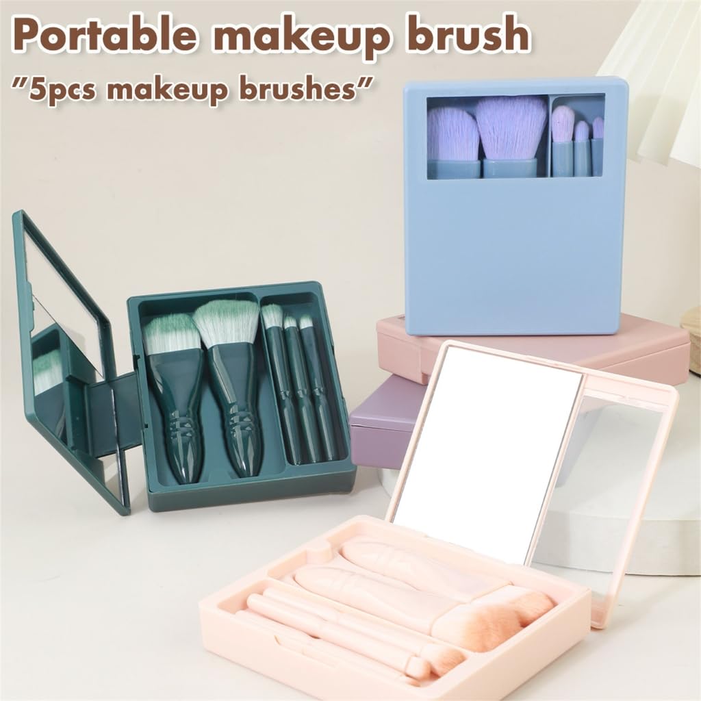 5 Pcs Makeup Brush Set Powder Brush Cosmetic Brush Full Face Make Up Brushes Eyeshadow Brush Travel Brush Set for Women