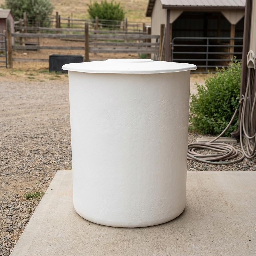 Suinga DEPOSITO DE Agua de Poliester Fibra de Vidrio 500 litros cilíndrico. Incluye tapadera. Diámetro Ø 96 cm Altura 95 cm. Capacidad exacta 530 litros