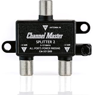 Channel Master Splitter 2: 2-Way HDTV Antenna Splitter for 2 TVs, Power Passing, Low-Loss, Indoor/Outdoor Weatherproof