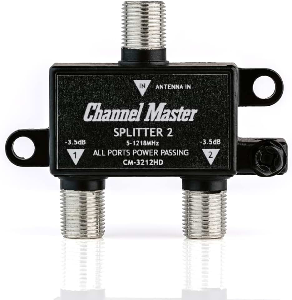 Canal Master CM-3212HD 2-Way Splitter Poder Passando para sinais de TV Antena e Cabo