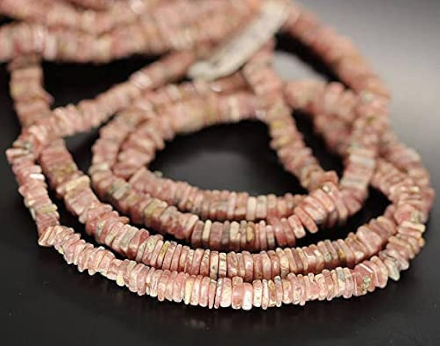 Gemme rhodochrosite rose perles carrées lisses 5mm pour création bijoux DIY