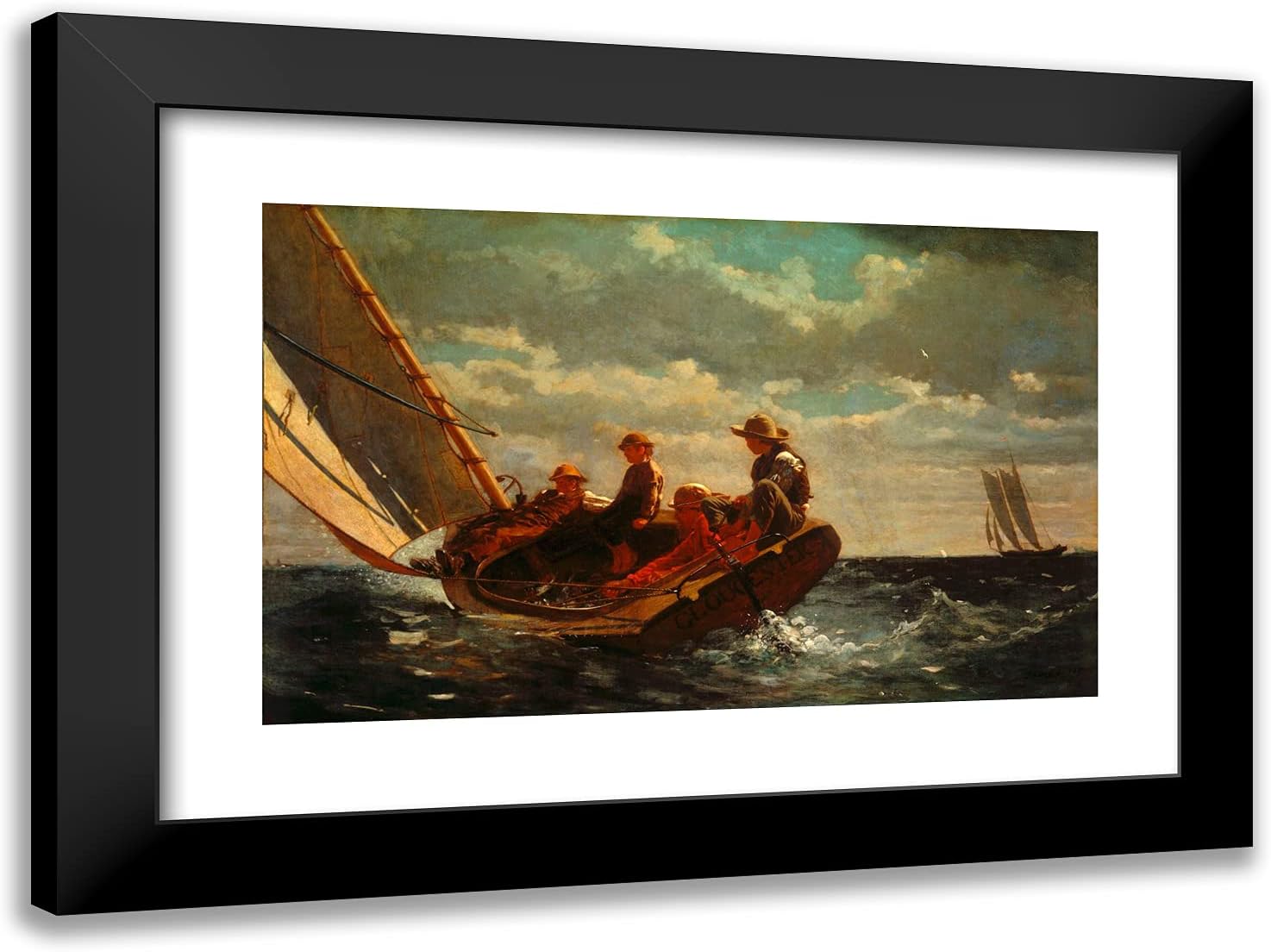 ArtDirect Winslow, Homer 24x18 Gold Ornate Framed Art Print with Double Matting Titled: Breezing Up a Fair Wind