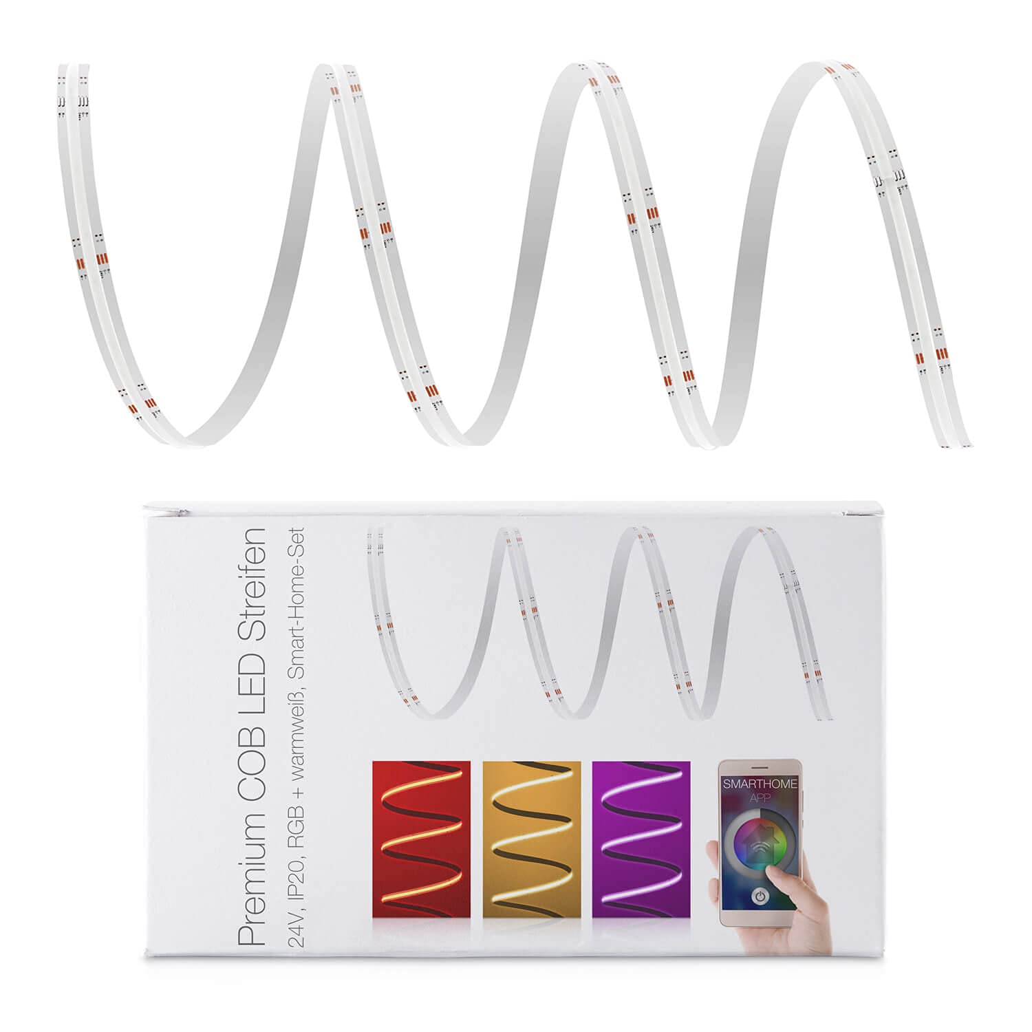 LED Universum Tira LED COB Smart Home Set RGB-W con controlador Zigbee y fuente de alimentación, filamento premium, 24 V, tira LED IP20 RGB-WW multicolor (3 metros)