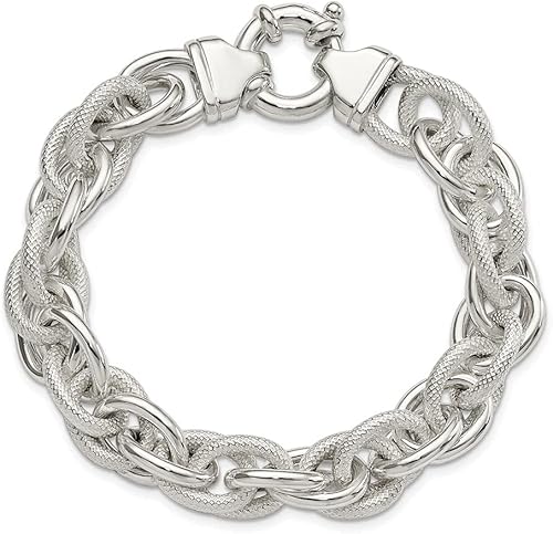 IceCarats Pulsera de cadena de eslabones de plata de ley 925 de 7.75 pulgadas, Plata Esterlina, No es una piedra preciosa