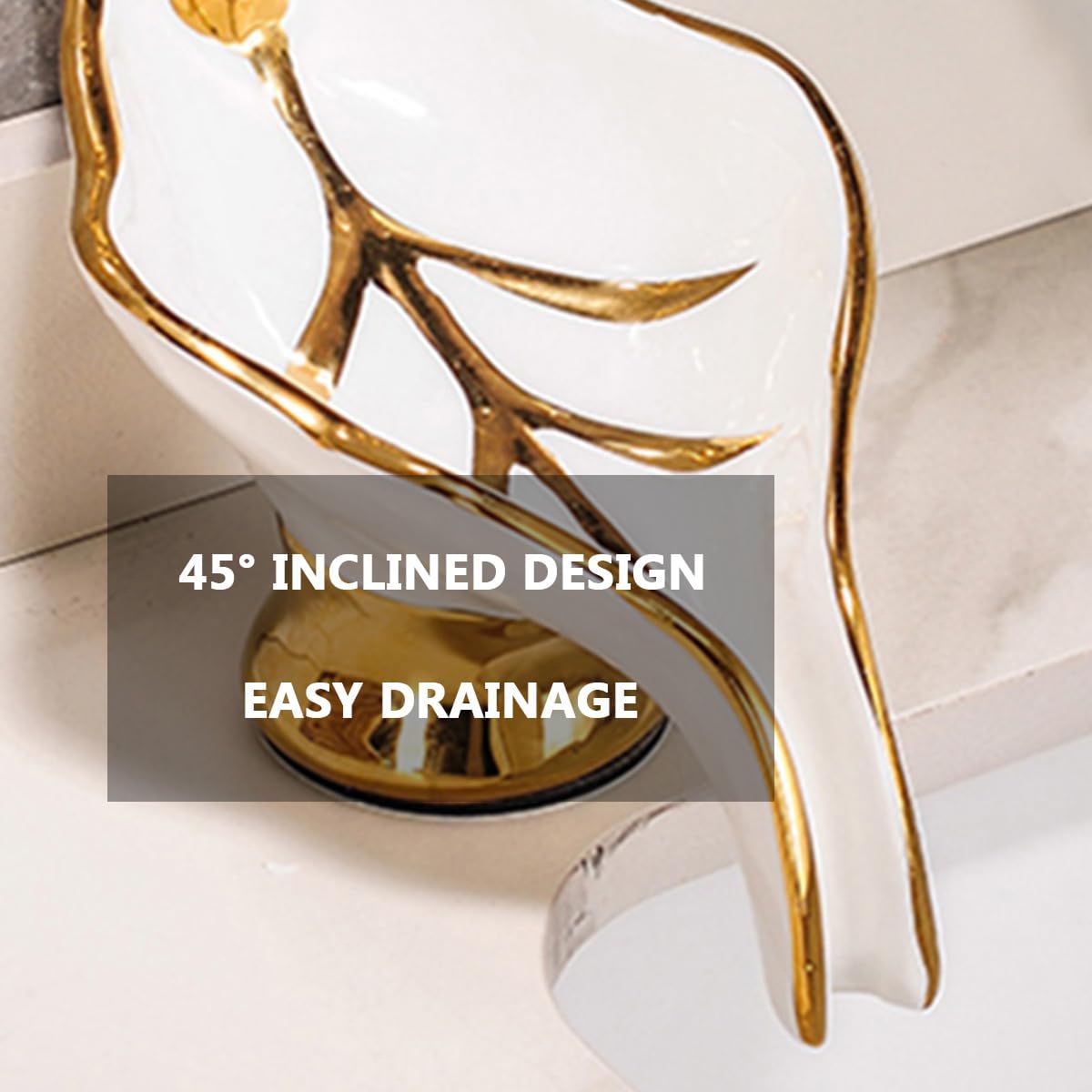 Ceramic Soap Dish, Self Draining Soap Holder for Shower, Creative Leaf