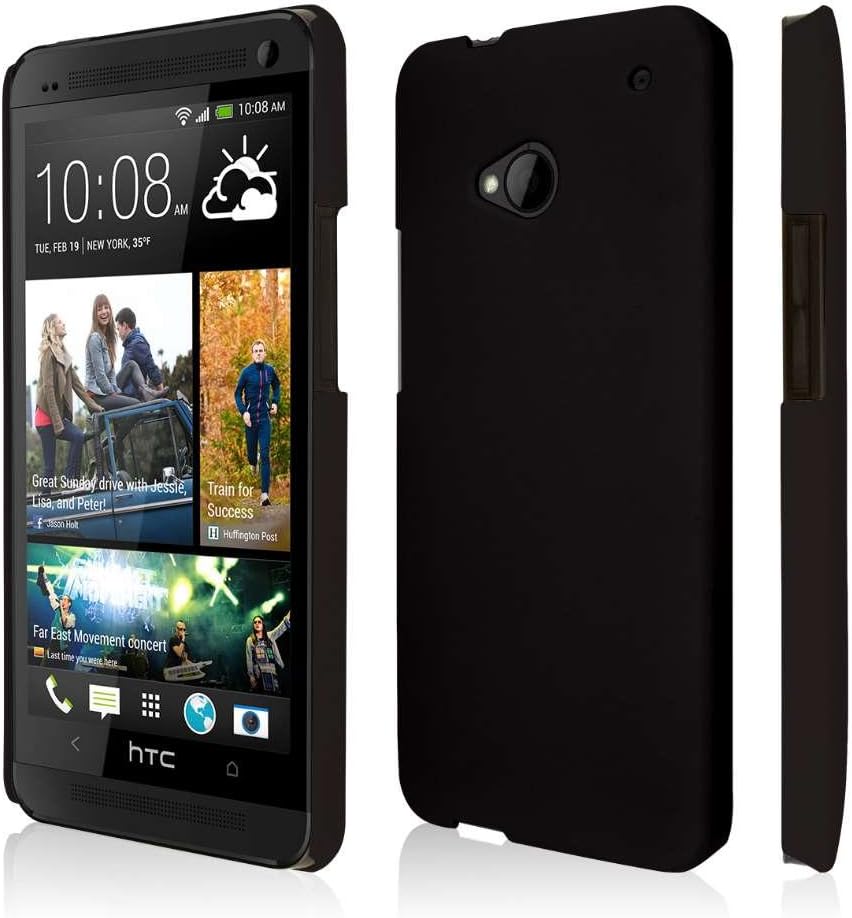 KLIX Slim-Fit Hard Case for HTC One M7 - Retail Packaging - Soft Touch Black