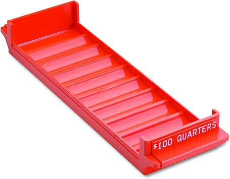 MMF Industries Rolled Coin Tray | Orange Color | Stackable Design | Lightweight ABS Thermoplastic Construction | Holds $100 in Quarters | Easy to Transport | Coin Collection Supplies