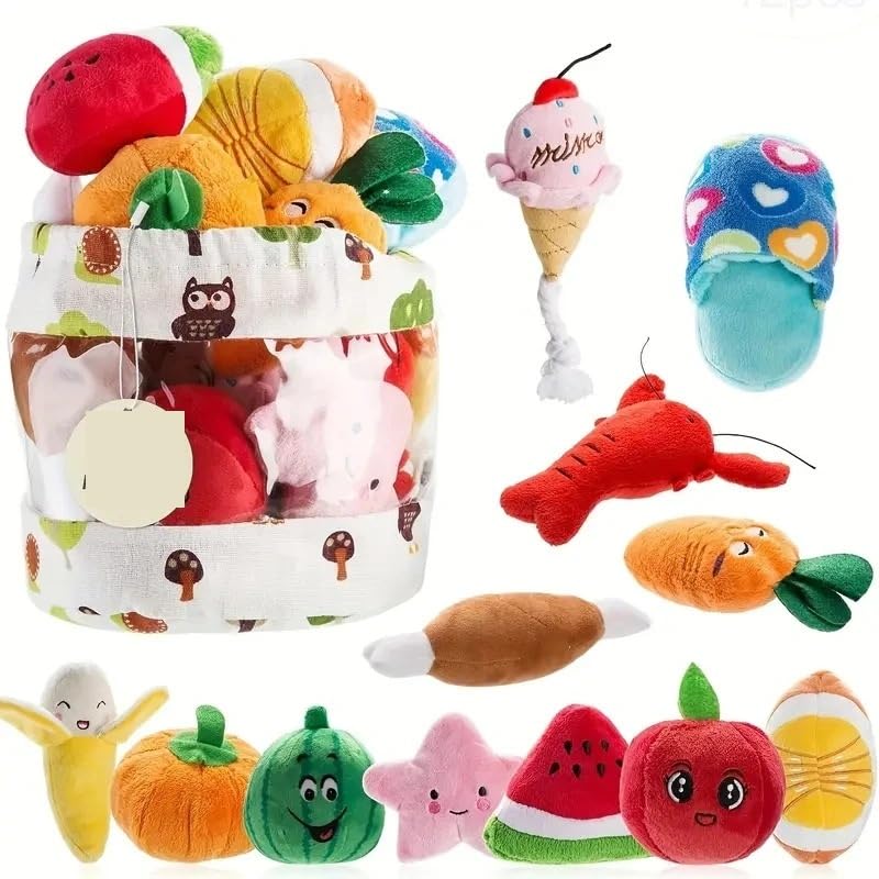 Lot de 10, 20 ou 50 Jouets couineurs for Chiens, en Peluche, Mignons, for Nettoyage des Dents des Chiens de Petite et Moyenne Taille, sans Rembourrage