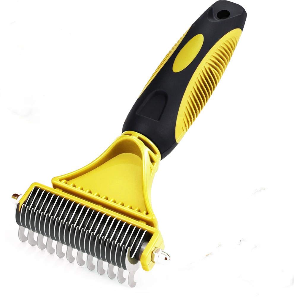 Dog Grooming Tool Pet Dematting Comb with 2 Sided Undercoat Rake for Cats & Dogs Safe Grooming Rake Tool for Easy Mats Tangles Removing…