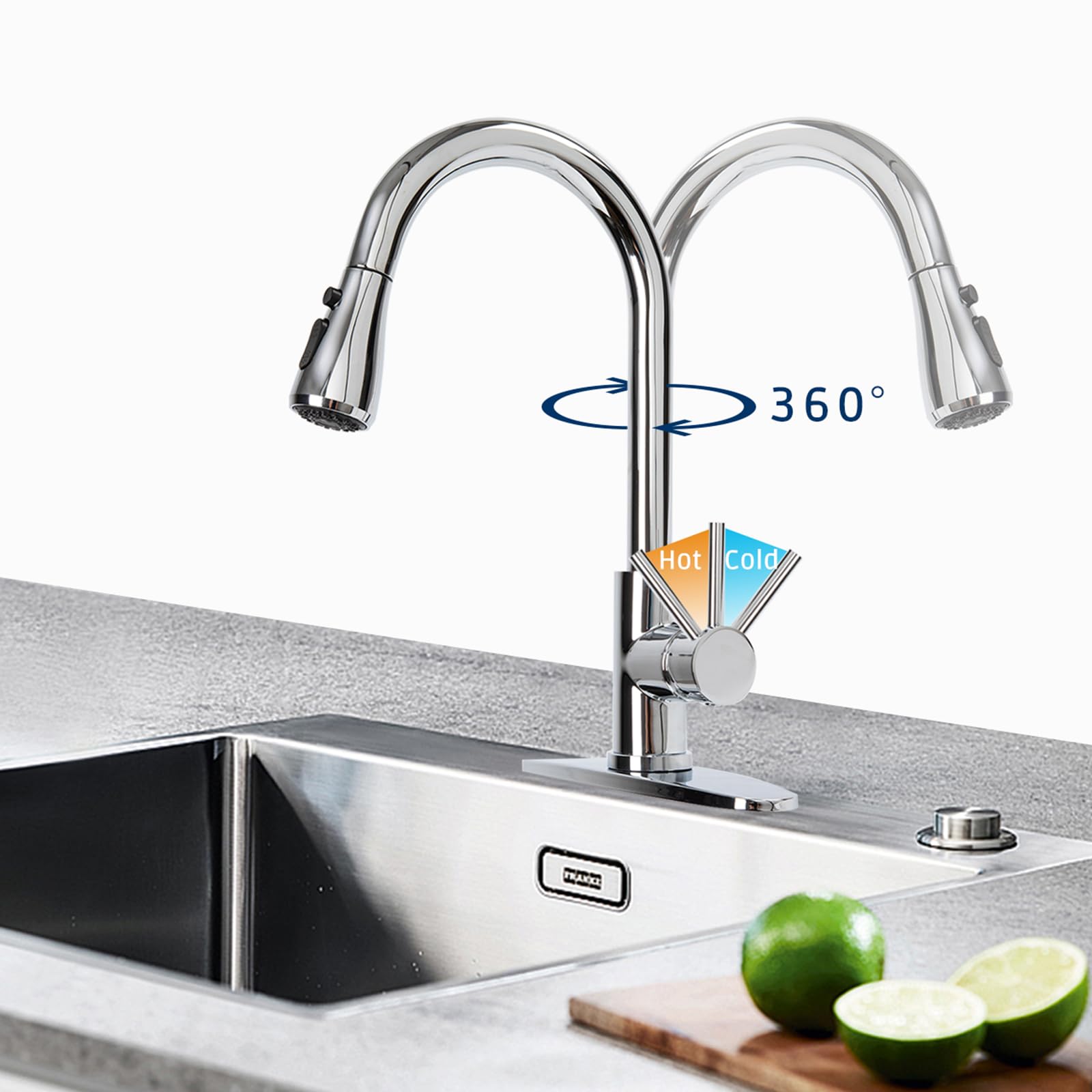 16 Inch Pink Kitchen Faucet With Pull Down Sprayer, High Arc Single Handle Kitchen Sink Faucet Modern Cute Brass One Hole Bathroom Faucet P Hois854613 8403