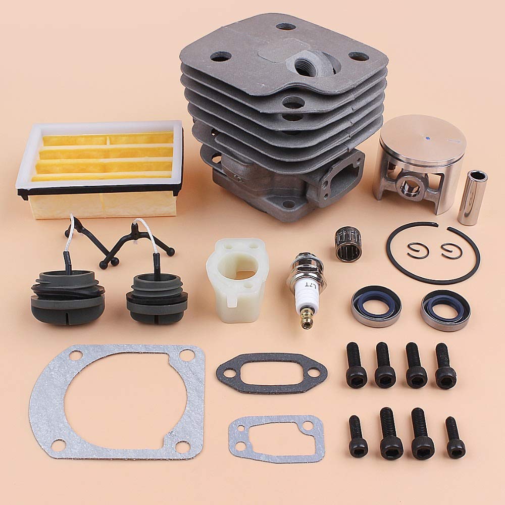 52 mm Cilindro pistón silenciador de Escape Tornillos Kit de Tapas de Filtro de Aire Compatible con Husqvarna 268272 XP 272XP Repuesto de Motosierra de Gasolina