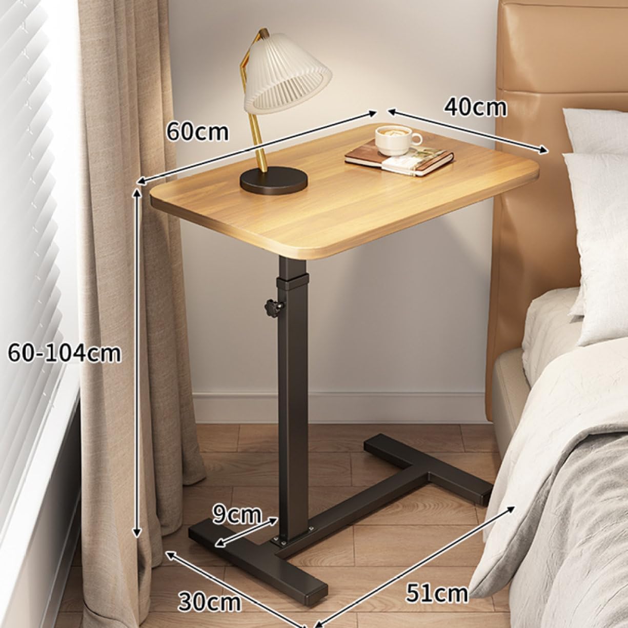 [dhiuebc] 昇降式 サイドテーブル 介護テーブル キャスター付き 幅60cm 昇降式デスク 在宅ワーク PCデスク A 高さ