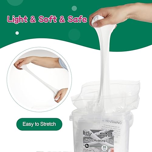 Miniatura 2 de White Air Dry - Arcilla de modelado de 35 onzas (35.27 oz), arcilla de espuma suave para niños de 4 años, manualidades, esculpir, cosplay y