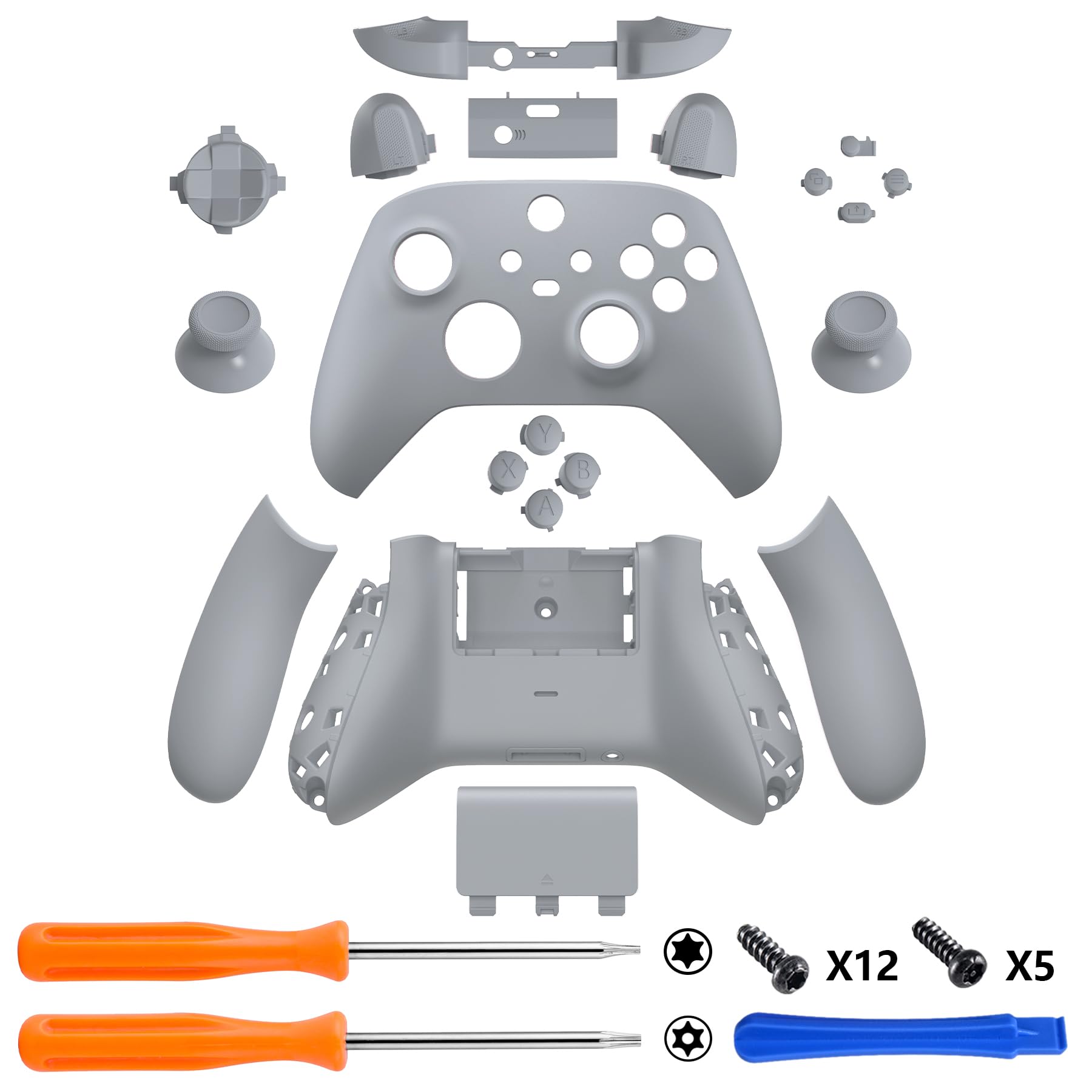 eXtremeRate Carcasa para Xbox Series X S Mando Accesorios Carcasa Completa Protector Placa Trasera Funda Frontal Empuñadura Agarre Botones para Xbox Serie S X Control-No Incluye Mando(New Hope Gray)