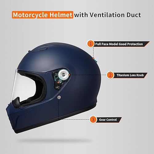 Miniatura 3 de Casco de motocicleta, casco de motocross de cara completa aprobado por puntos con doble filtro de carbón activado y ranura para auriculares