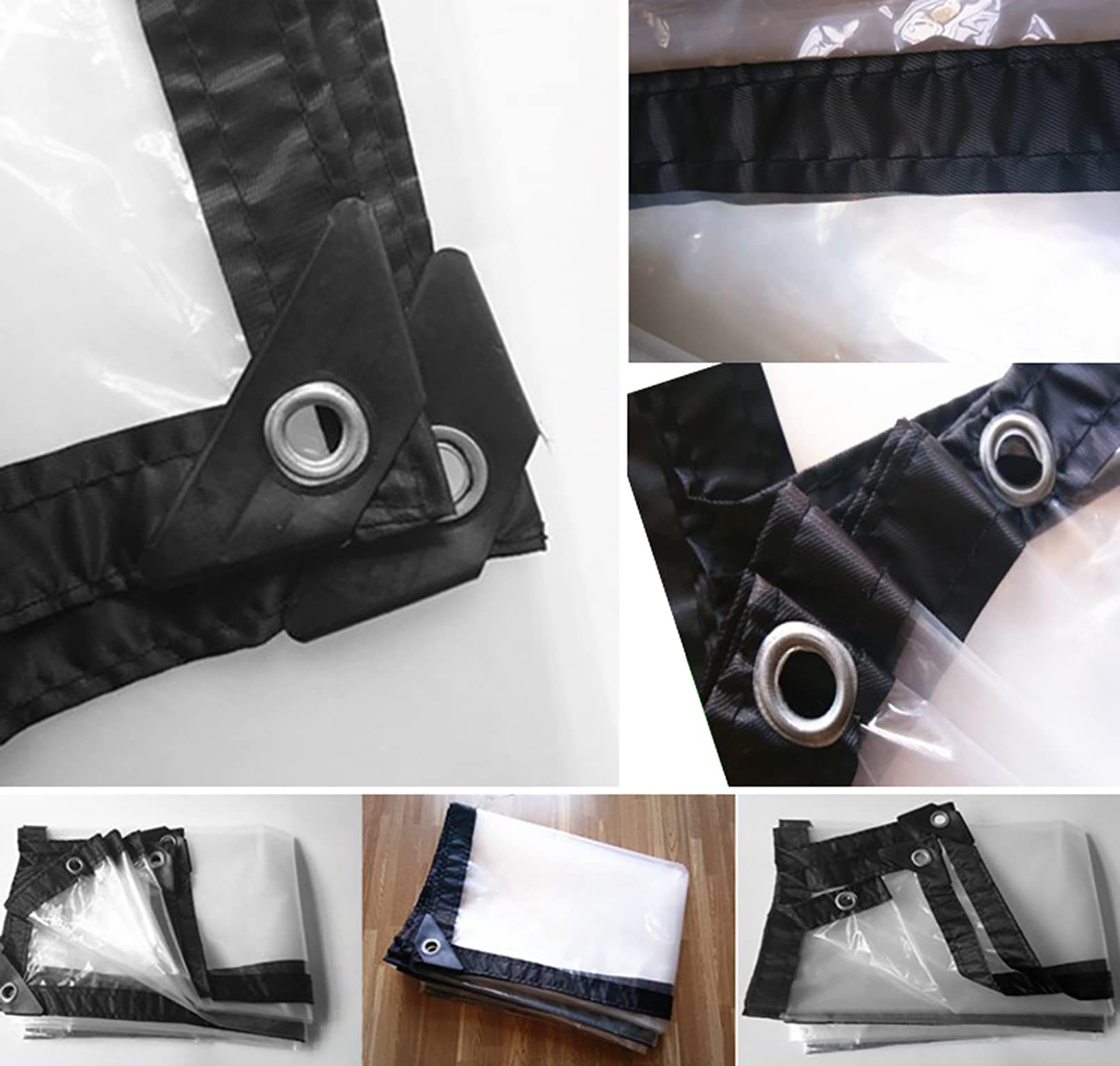 Telo trasparente per esterni impermeabile in PE con pellicola di plastica con occhielli in metallo, tenda per amaca, 125 g/㎡
