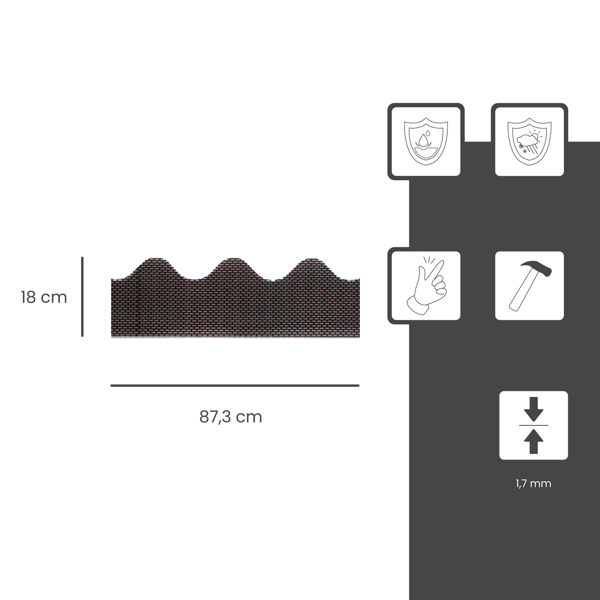 Fassadenprofile Profilo di ventilazione di gronda ondulato, 105 cm, PVC Nero, adatto al profilo di lamiera ondulata 6, ventilazione ottimale di facciate e tetti