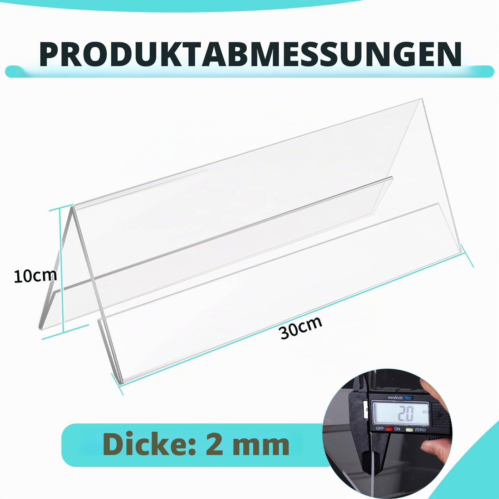 SWAWIS 20 Stück Acryl Namensschilder Tisch 30 x 10,5 cm 2 mm Stark