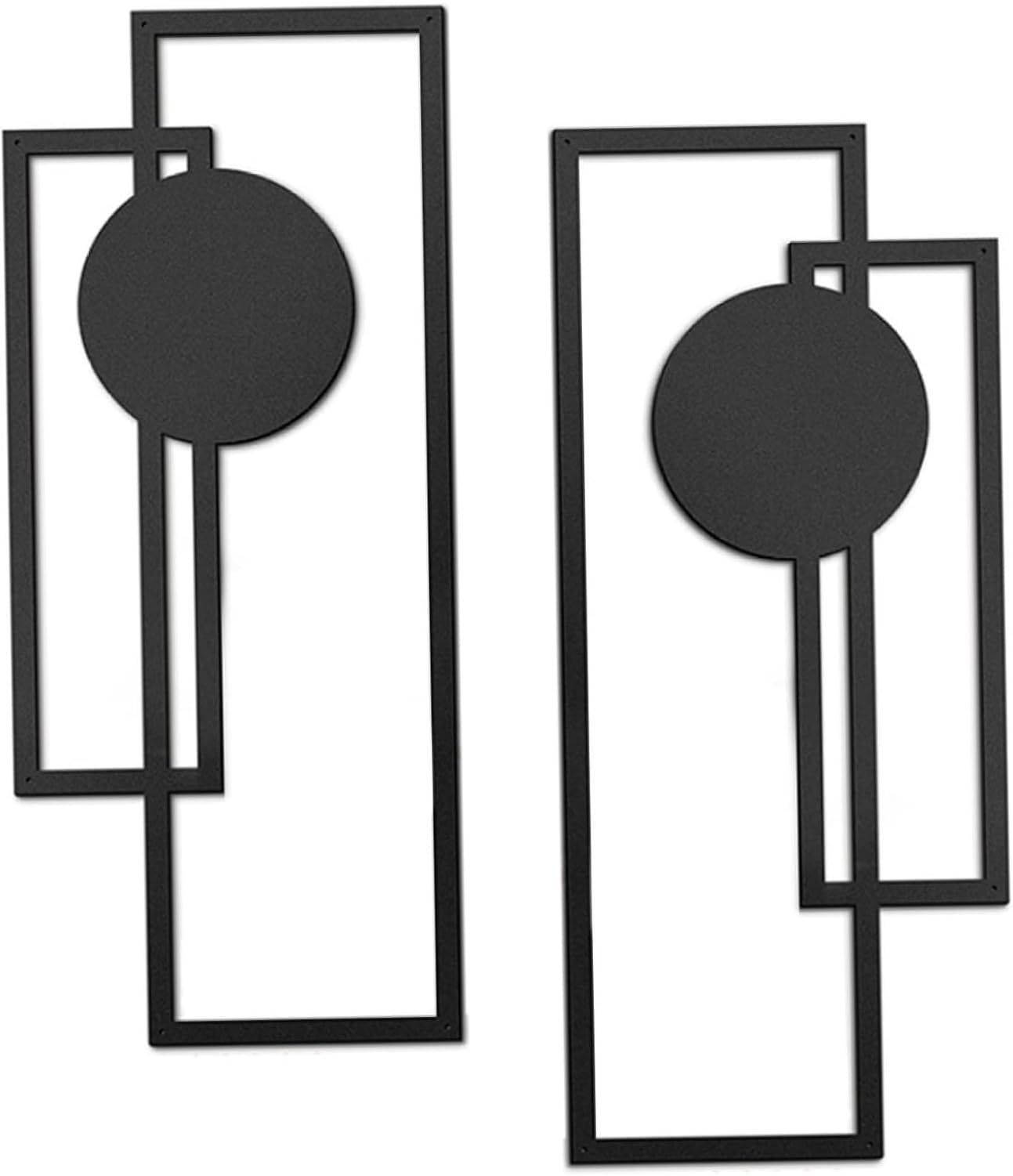 Decorazione da Parete in Metallo 2 Pezzi Nera Moderna