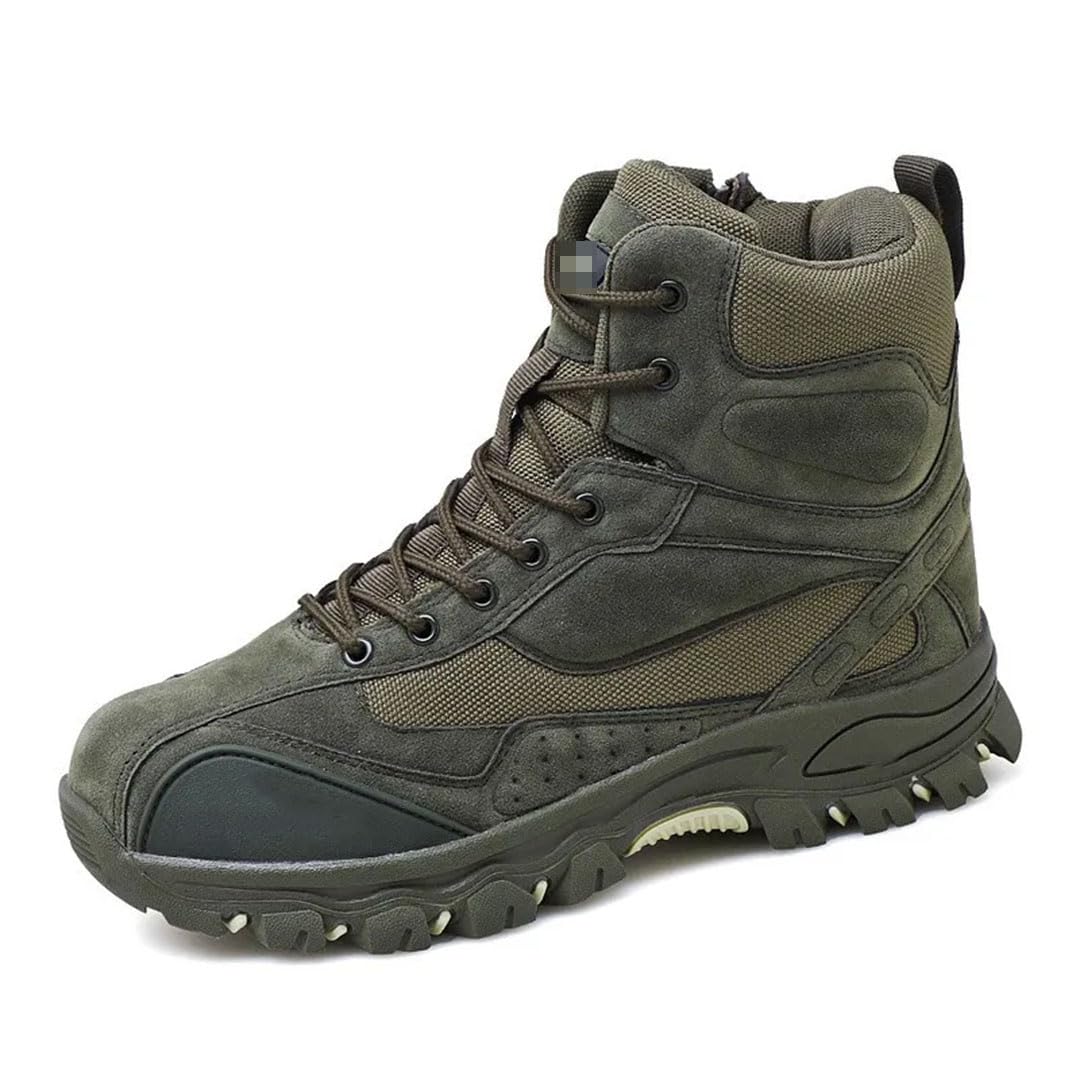 Botas tácticas de combate para hombre, de piel, para caza, senderismo, camping, montañismo, invierno, zapatos de trabajo