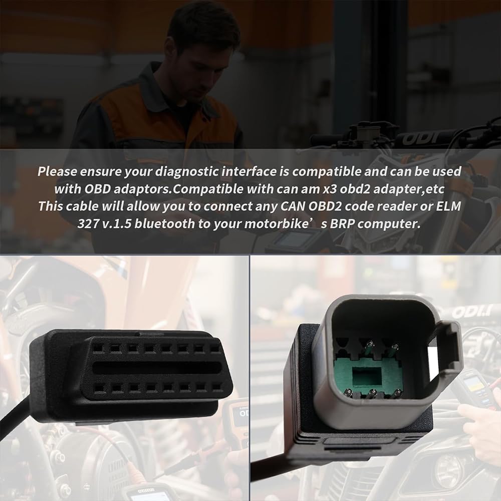 6 Pin to 16 Pin OBD2 Cable for Polaris UTV ATV, OBDII Diagnostic Adaptor Fit for BRP Moto ATV UTV Motorcycle Bike Clut,for Garage DIY Tune-Up & UTV Fault Code Reading image 5