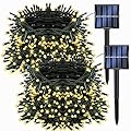 Dazzle Bright 2 Pack Total 400LED 132FT Warm White Christmas Solar String Outdoor Lights, Solar Powered with 8 Modes Waterproof Fairy Lights for Bedroom Patio Garden Tree Party Yard Decoration