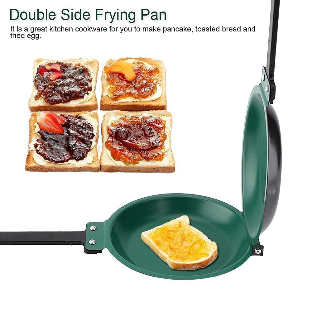 Agatige Padella doppia per frittata, Padella doppio grill rotonda effetto fornetto, Rivestimento in ceramica antiaderente a doppia faccia Padella antiaderente Pancake Maker
