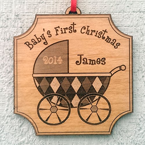 Babys First Ornament Christmas 2018 Personalized New Baby Gift Idea Ornament Keepsake For New Family Holiday Wood Stroller Ornaments Engraved Custom Christmas Personalized #TOP3