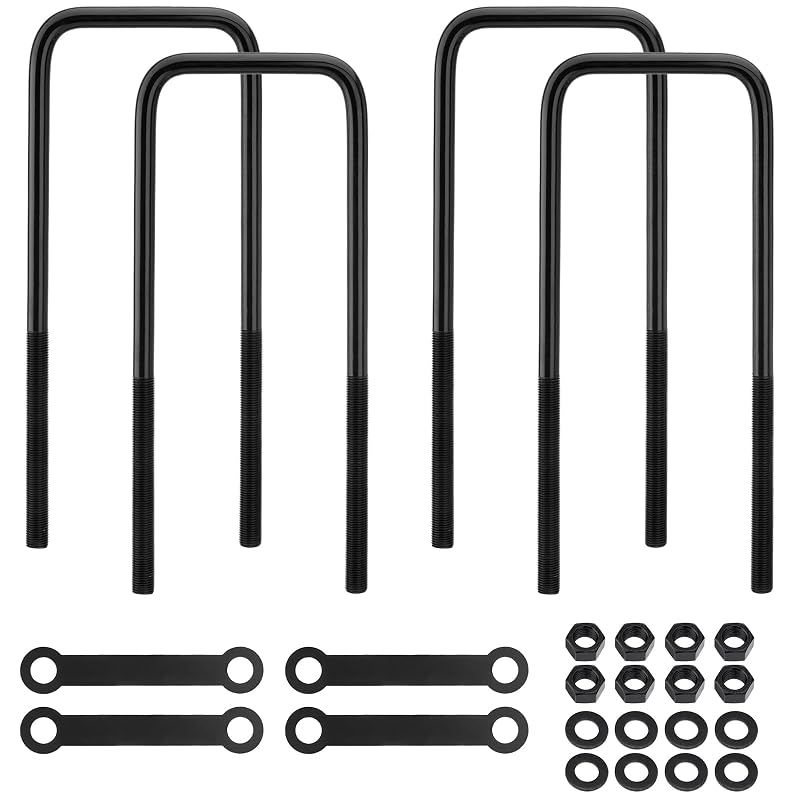 Kit de grampos U quadrados Racewill M10x1.25 para chassi de caminhão – 4 unidades