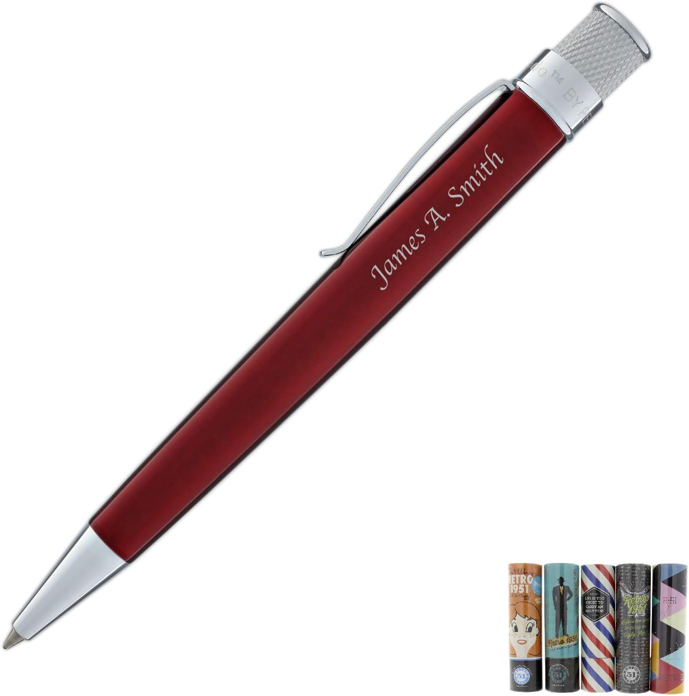 Retro 51 Engraved/Personalized Tornado Collection 'Red' Rollerball Pen - Custom Engraving VRR-1308