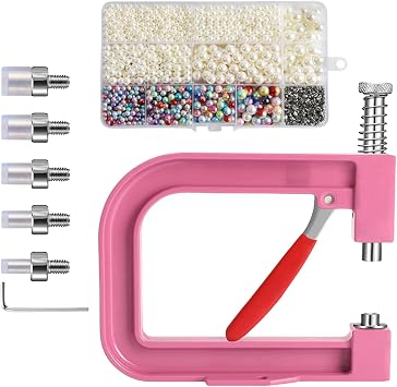 Beads Rivet Fixing Machine - Pearl Handmade Setting Machine, Craft Fixing Device, Manual Pearl Attachment Machines | Round Beads Rivet Studs for Hats Shoes Clothes Bags Skirts Jackets Garments