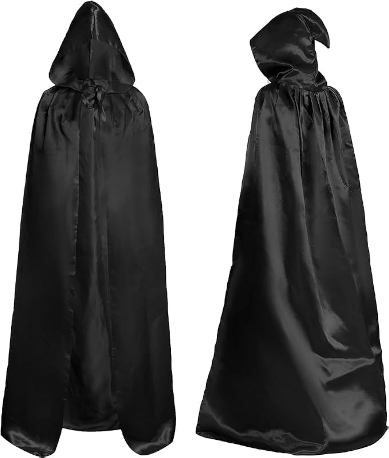 Unisex Adult Cloak with Hood Shiny Cape Halloween Wizard Hooded Cape Full Length Robe for Women Men Role Play Costume Halloween Dress-Up