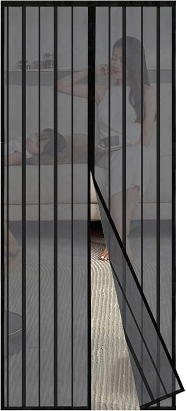 Sekey Cortina Magnética de Puerta a Prueba de Mosquito para Madera, Hierro, Metálicas, Balcón, RV - Cierre Magnético Automático, 80x210 cm, Negro
