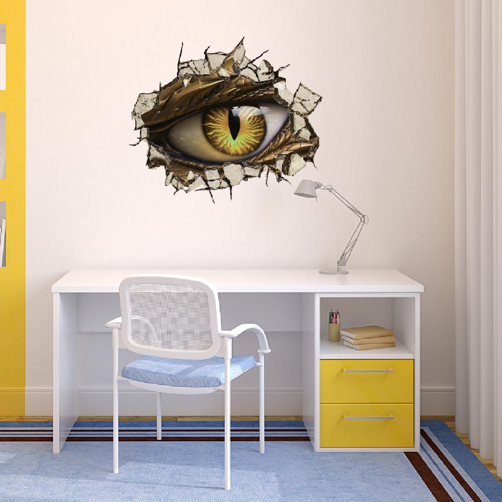 Dragon In Bathtub 3D Wall Decal - Mouse Hole Style Peel & Stick Wall Sticker, 5x5 Inches