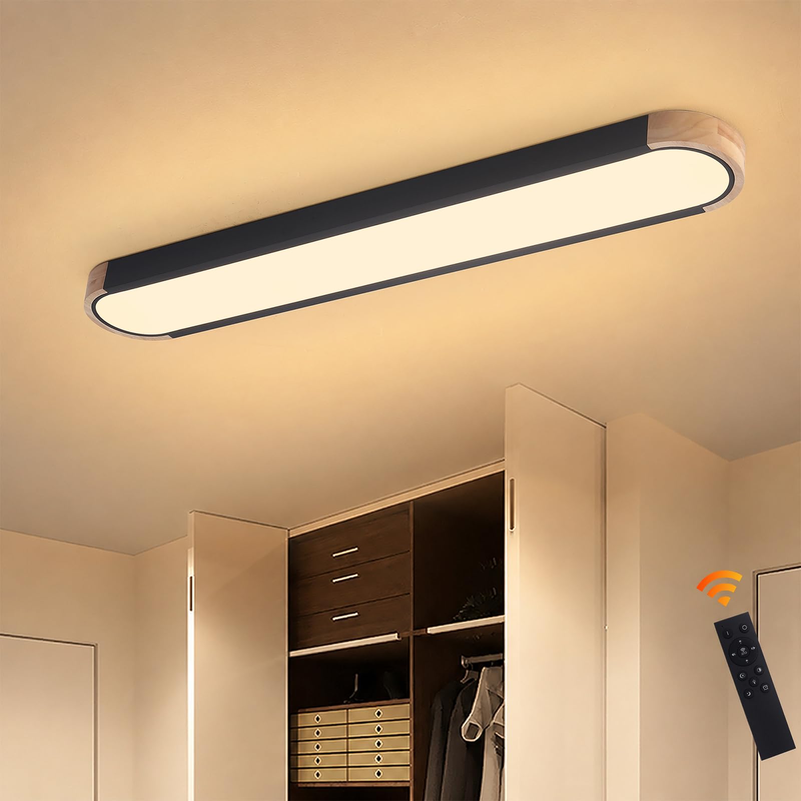 Oninio Modern LED Ceiling Light 90cm, 42W Dimmable Linear Flush Mount Lamp