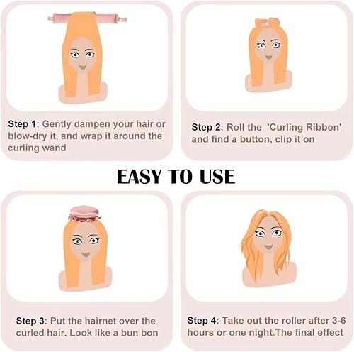 Miniatura 5 de Rizadores de cabello satinados sin calor para dormir, moños, sin calor, rizos de cabello rizado durante la noche para cabello mediano y largo,