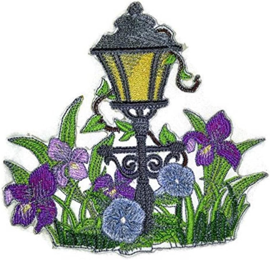 Custom and Unique Spring Bloom Flowers Portraits[Park Place Lamppost ] Embroidered Iron on/Sew Patch [3.8" * 4"] [Made in USA]