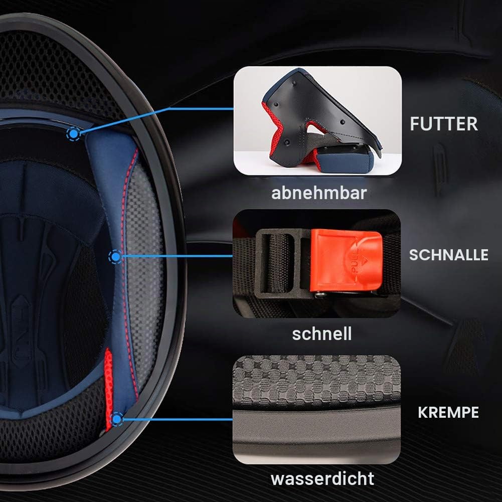 Helm Motorrad, Fullface Helm Anti Fog Doppelvisier Motorrad Klapphelm Geschlossenen ECE Genehmigt Motorradhelm Cat Ears Rollerhelm für Damen Herren 54~62CM