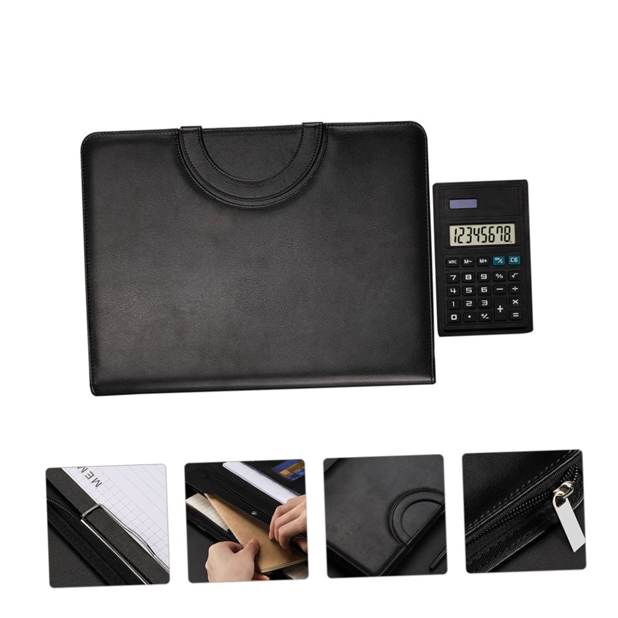 Artibetter Carpeta de Portafolios de Negocios A4 con Cremallera, Pu Negro | Organizador de Documentos, Carpeta Archivador y Carpeta Portadocumentos, Decoracion Colegio, Material de Oficina