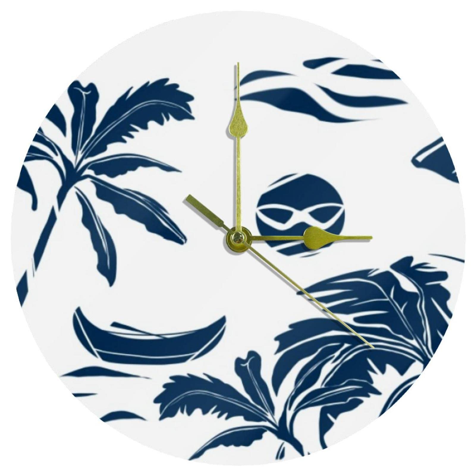 Horloge murale plage et palmier décorative pour salon et bureau moderne