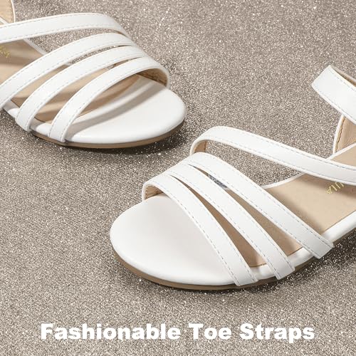 Image of PANDANINJIA Girls Heels Dress Shoes Open Toe Low Heel Sandals Flower Girl Toddler Little Big Kids Wedding Party Shoes