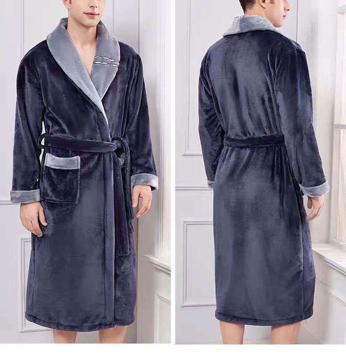 Abiti da asporto da Donna e da Uomo, Accappatoio Scialle, soffice da Bagno Leggero in Pile, Inverno Caldo Kimono Accappatoio (Color : Man 1, Size : L)