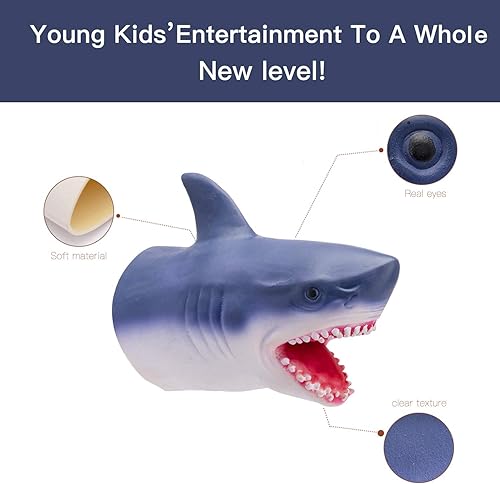 Miniatura 3 de Yolococa Títere de mano de tiburón realista látex suave juguete de animales narración de cuentos juego de rol suministros para fiestas para niños