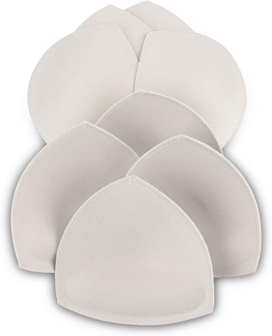 SERMICLED Club SERMICLE Bra Pad Inserts 4 Pairs, Bra Pads Sewn Padded for Sports Bra A/B or C/D,D/E Cup Beige or Black, White Optional, White, A/B