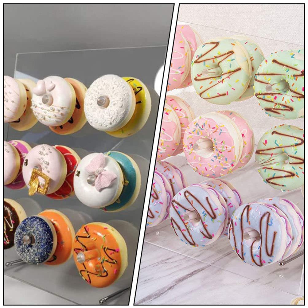 Cabilock Escuadras para Estanterias Soporte de Exhibición de Acrílico para Mostrar 9 Donuts Expositor de Donuts para Mesa de Postres de Fiesta de Cumplea?os de Boda Soportes para Estantes