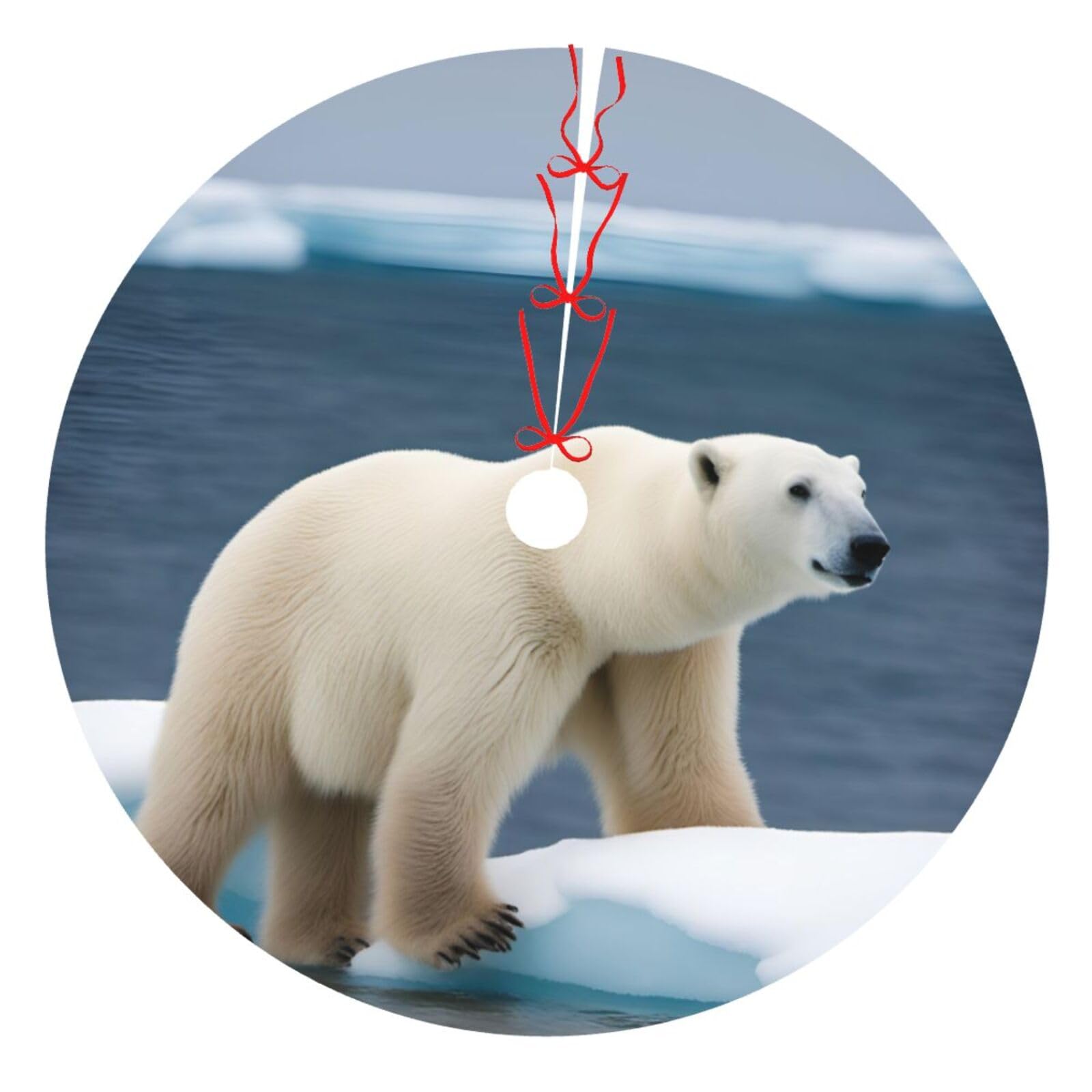 Jupe d'arbre de Noël ours polaire grand diamètre lavable intérieur extérieur